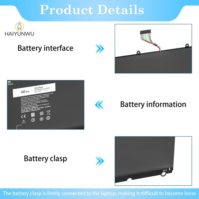 Alt view image 4 of 6 - PW23Y Laptop Battery for Dell XPS 13 9360 Compatible with P54G002 13-9360-D1605T/G D1609/G D1705/G D1805T TP1GT(0TP1GT) RNP72(0RNP72) XPS 13 9360 battery