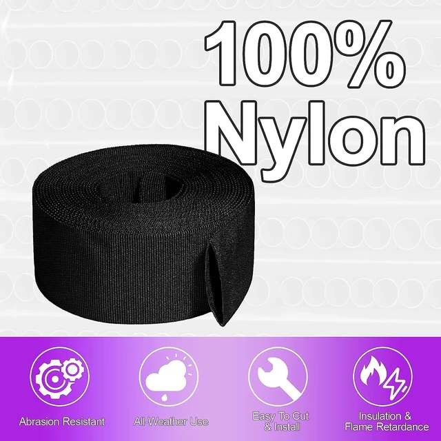 Alt view image 3 of 7 - 1.25" ID Nylon Protective Hose Sleeve, Nylon Protective Sleeve Nylon Protective Sheath Nylon Cable Cover for Welding Torch Hydraulic Hose, 25' Length, Black