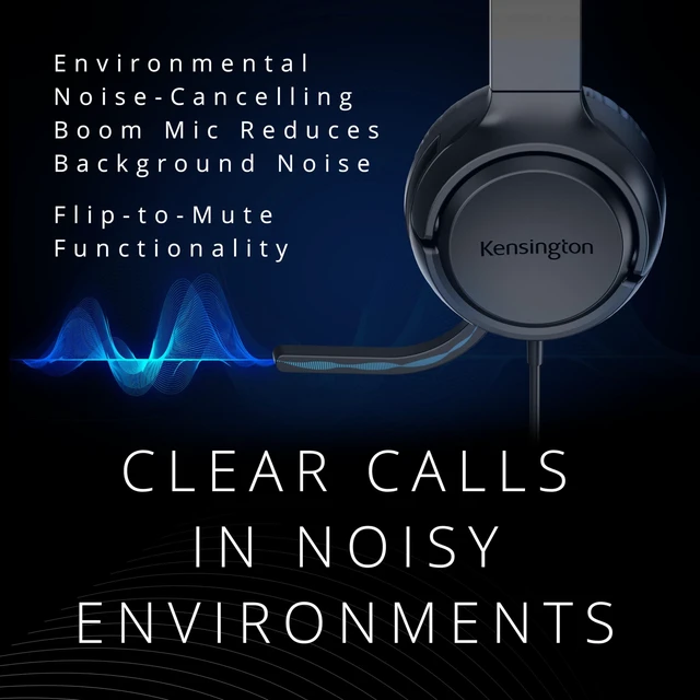 Alt view image 4 of 7 - H950 EQ USB-C/USB-A On-Ear Headset with Noise-Cancelling Mic, Flip-to-Mute, in-Line Controls, Microsoft Teams & Zoom Compatible (K97468WW)