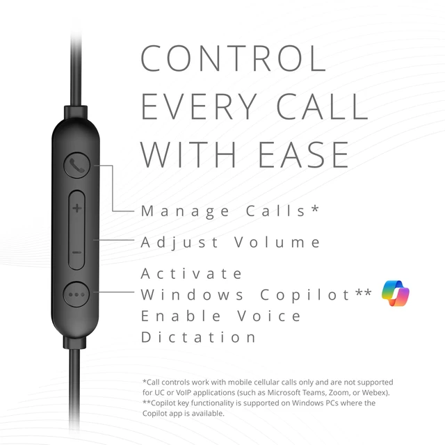 Alt view image 5 of 7 - H950 EQ USB-C/USB-A On-Ear Headset with Noise-Cancelling Mic, Flip-to-Mute, in-Line Controls, Microsoft Teams & Zoom Compatible (K97468WW)