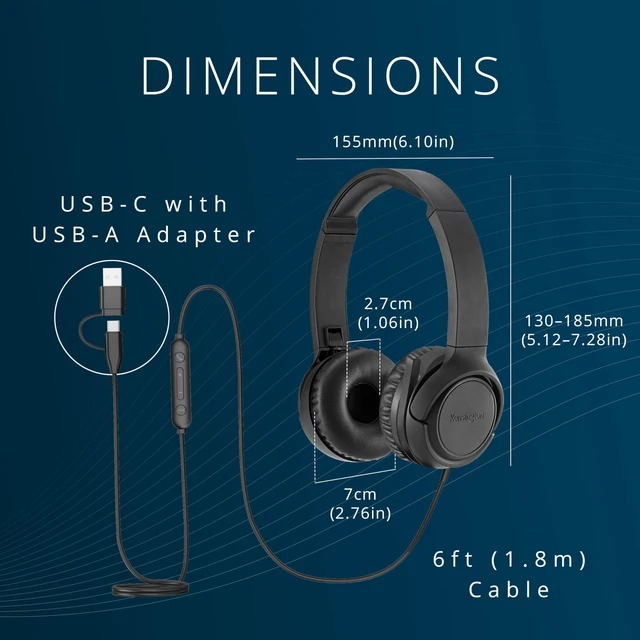 Alt view image 6 of 7 - H950 EQ USB-C/USB-A On-Ear Headset with Noise-Cancelling Mic, Flip-to-Mute, in-Line Controls, Microsoft Teams & Zoom Compatible (K97468WW)