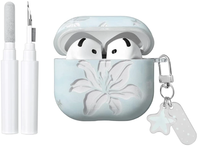 Main image of Compatible for AirPods Pro 3 Case Soft TPU with Cleaner Kit Cute Summer Blue Clear Lily Flowers Aesthetic Design Shockproof Keychain Cover for Girls Woman-Blue Clear Lily