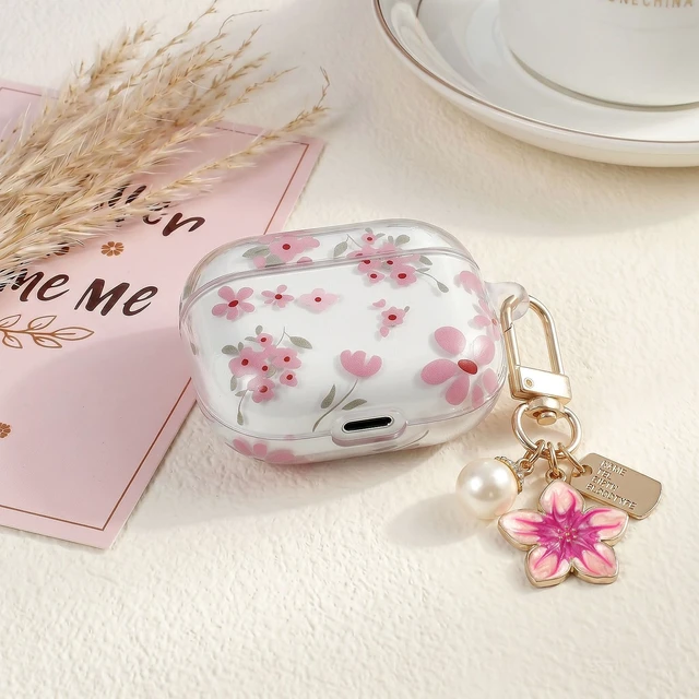 Alt view image 5 of 7 - Compatible for AirPods Pro 3 Case Soft TPU with Cleaner Kit Cute Flowers Aesthetic Design Printed Lily Flower Shockproof Keychain Cover for Girls Woman-Floral