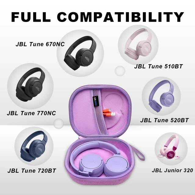 Alt view image 2 of 7 - Hard Case for JBL Headphones, Purple Compatible with JBL Junior 320/ 320BT/Junior 470NC/JR 460NC/ Tune 520BT 510BT 720BT 770NC 670NC/ Live 670NC 770NC Headphone