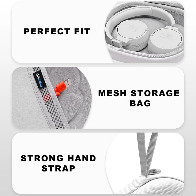 Alt view image 3 of 7 - Hard Case for JBL Headphones, White Compatible with JBL Junior 320/ 320BT/Junior 470NC/JR 460NC/ Tune 520BT 510BT 720BT 770NC 670NC/ Live 670NC 770NC Headphone