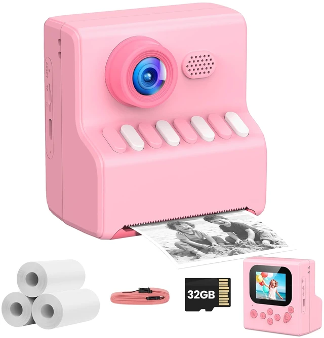 Main image of Kids Camera Instant Print Pink: 32G Instant Print Camera for Kids -1080P HD - Christmas Birthday for Girls Age 3-12 - Ideal Toy for 3 4 5 6 7 8 9 10 11 12 Girls Boys