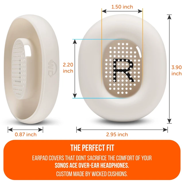 Alt view image 6 of 7 - SweatZ Ace - Patented Earpad Sweat Covers for Sonos Ace Headphones Made by Wicked Cushions Made with Premium Silicone, Sweatproof & Easily Washable Beige