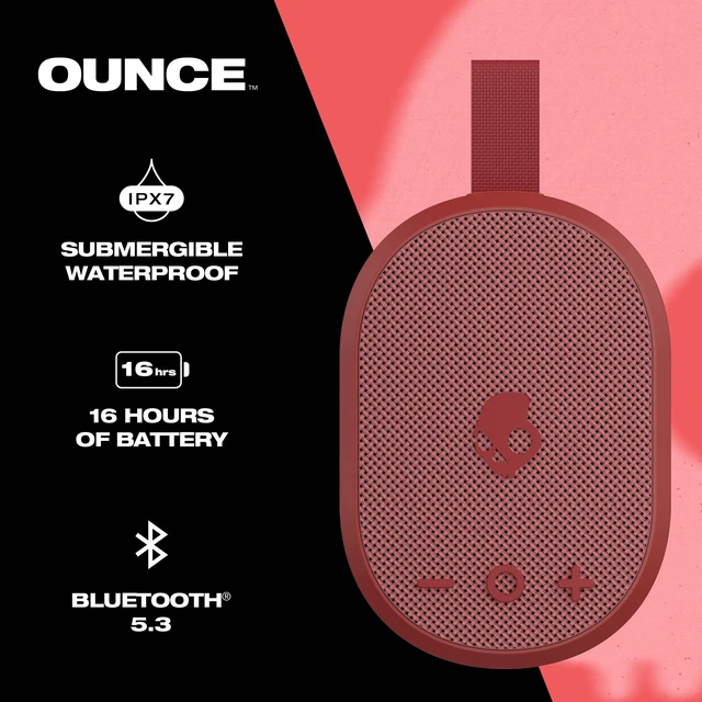 Alt view image 2 of 7 - Ounce Wireless Bluetooth Speaker - IPX7 Waterproof Mini Portable Speaker with 16 Hour Battery, Downward Firing Passive Radiator, and Ballistic Nylon Carry Strap