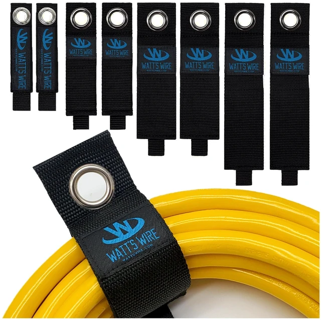 Main image of Heavy Duty Storage Straps - 8 Pack: 2 Small, 2 Medium, 2 Large, 2 XL - Extension Cord Ties - Storage Strap - By