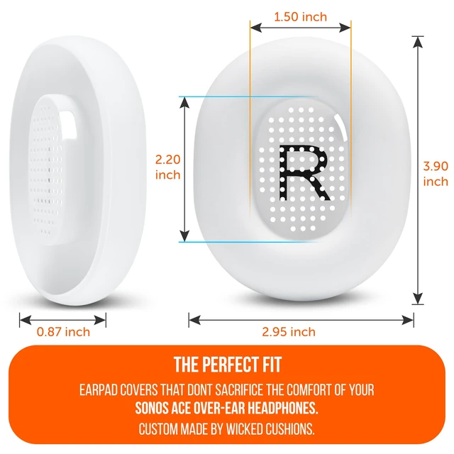 Alt view image 6 of 7 - SweatZ Ace - Patented Earpad Sweat Covers for Sonos Ace Headphones Made by Wicked Cushions Made with Premium Silicone, Sweatproof & Easily Washable White