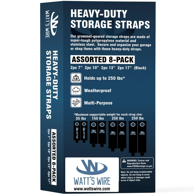 Alt view image 2 of 4 - Heavy Duty Storage Straps - 8 Pack: 2 Small, 2 Medium, 2 Large, 2 XL - Extension Cord Ties - Storage Strap - By