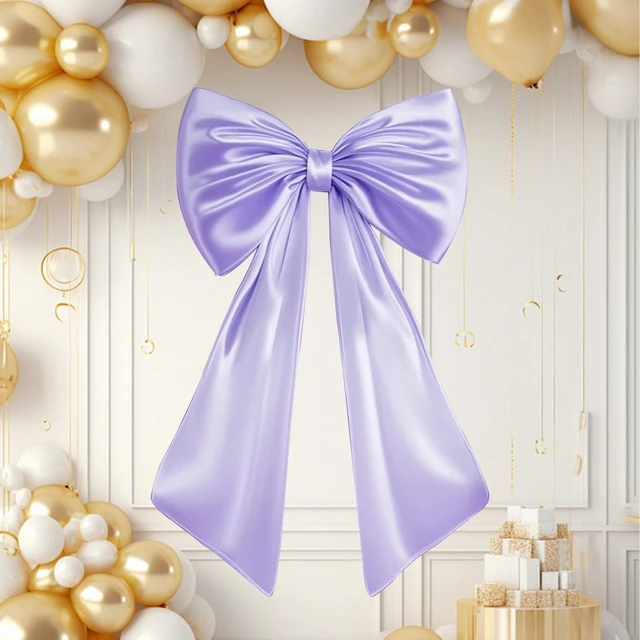 Alt view image 4 of 7 - Large Bow Decor for Room, Large Purple Bow Birthday Party Backdrop, Wall and Door Decorations for Birthday, Wedding, Bridal Shower, Coquette Theme (Purple)