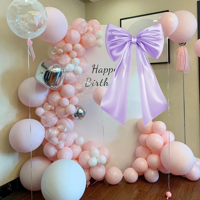 Alt view image 6 of 7 - Large Bow Decor for Room, Large Purple Bow Birthday Party Backdrop, Wall and Door Decorations for Birthday, Wedding, Bridal Shower, Coquette Theme (Purple)