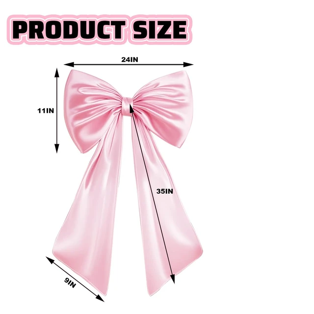 Alt view image 2 of 7 - Large Bow Decor for Room, Large Pink Bow Birthday Party Backdrop, Wall and Door Decorations for Birthday, Wedding, Bridal Shower, Coquette Theme (Pink)