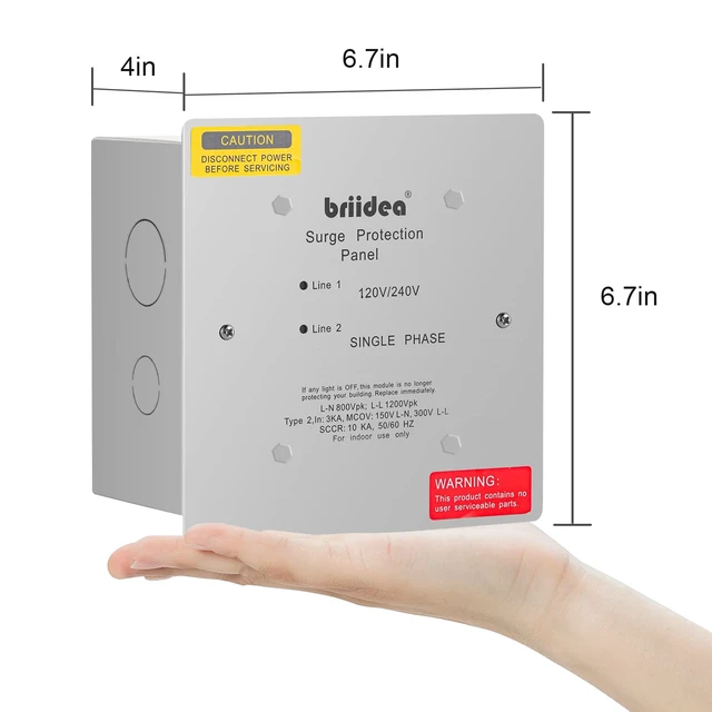 Alt view image 6 of 7 - Whole House Surge Protector, Type 2 Single Phase 120/240 Volt Panel Whole House Surge Protection, Light Commercial/Residential Grade, in NEMA 1 Enclosure
