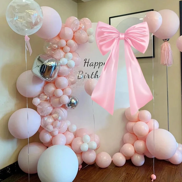 Alt view image 6 of 7 - Large Bow Decor for Room, Large Pink Bow Birthday Party Backdrop, Wall and Door Decorations for Birthday, Wedding, Bridal Shower, Coquette Theme (Pink)