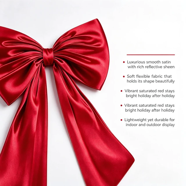 Alt view image 4 of 7 - Large Bow Decor for Room, Large Red Bow 24x36 in Satin Party Backdrop, Oversized Wall and Door Decorations for Birthday, Wedding, Bridal Shower, Coquette Theme (Red)