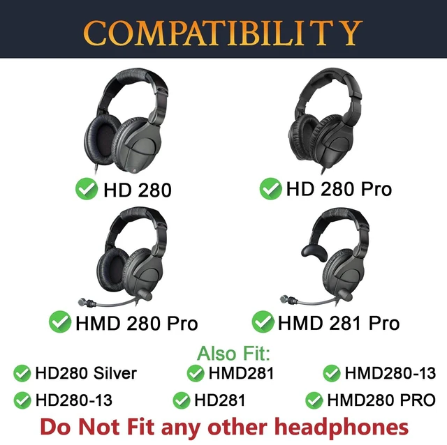 Alt view image 2 of 7 - Cooling Earpads for Sennheiser HD280 (Pro) - Black for HD280/HD280-13/HD280-Pro/HD281, HMD280/HMD280 Pro/HMD280-13/HMD281/HMD281 Pro Headphones