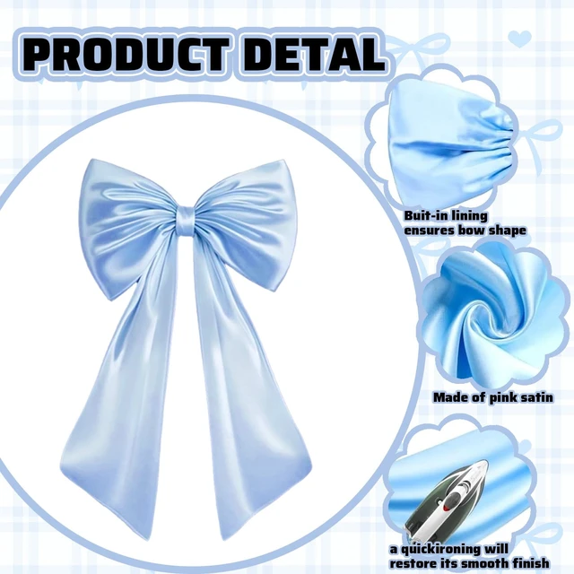Alt view image 3 of 7 - Large Bow Decor for Room, Large Blue Bow Birthday Party Backdrop, Wall and Door Decorations for Birthday, Wedding, Bridal Shower, Coquette Theme (Blue)