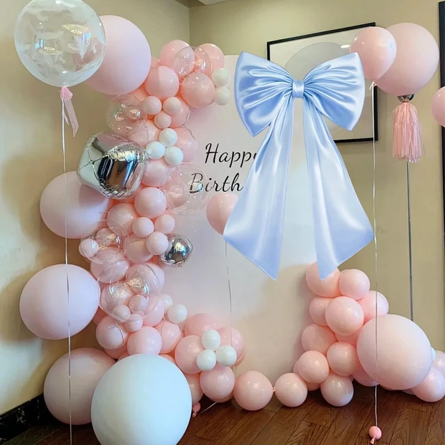 Alt view image 6 of 7 - Large Bow Decor for Room, Large Blue Bow Birthday Party Backdrop, Wall and Door Decorations for Birthday, Wedding, Bridal Shower, Coquette Theme (Blue)