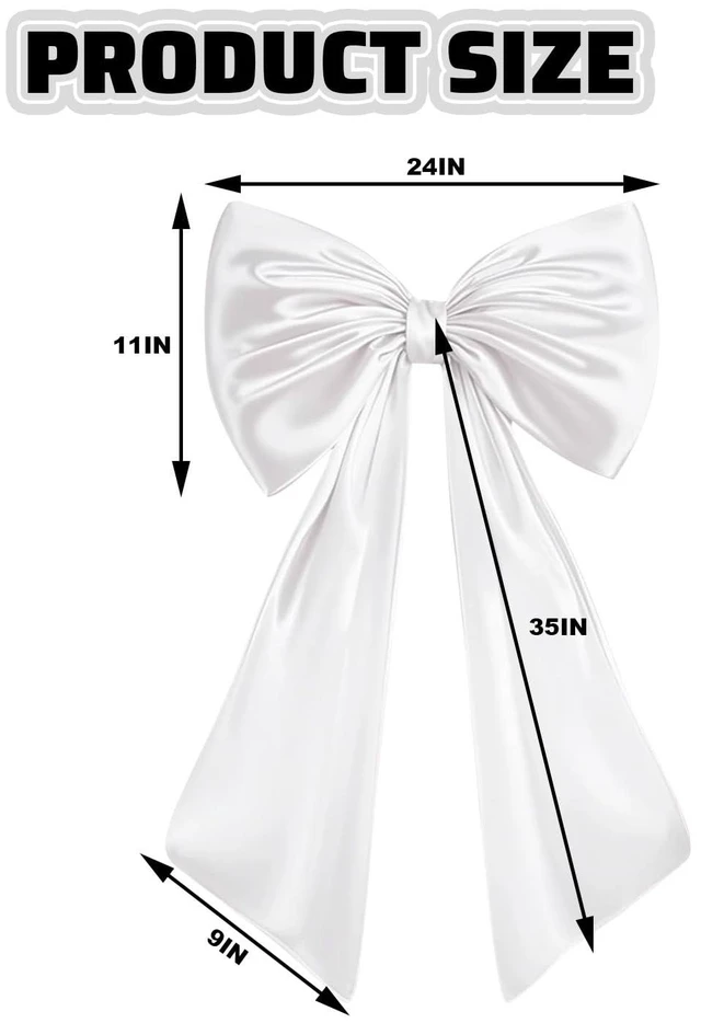 Alt view image 2 of 7 - Large Bow Decor for Room, Large White Bow Birthday Party Backdrop, Wall and Door Decorations for Birthday, Wedding, Bridal Shower, Coquette Theme (White)