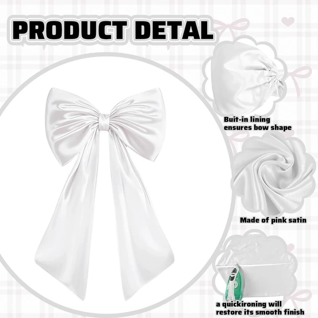 Alt view image 3 of 7 - Large Bow Decor for Room, Large White Bow Birthday Party Backdrop, Wall and Door Decorations for Birthday, Wedding, Bridal Shower, Coquette Theme (White)