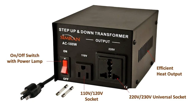 Alt view image 3 of 5 - AC-500 Step Up/Down Voltage Converter Transformer 110V/220V with Fuse Protection - 500 Watts