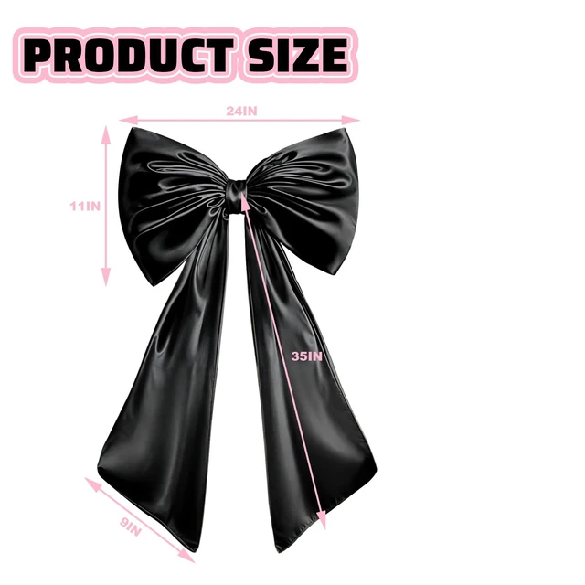 Alt view image 2 of 7 - Large Bow Decor for Room, Large Black Bow Birthday Party Backdrop, Wall and Door Decorations for Birthday, Wedding, Bridal Shower, Coquette Theme (Black)