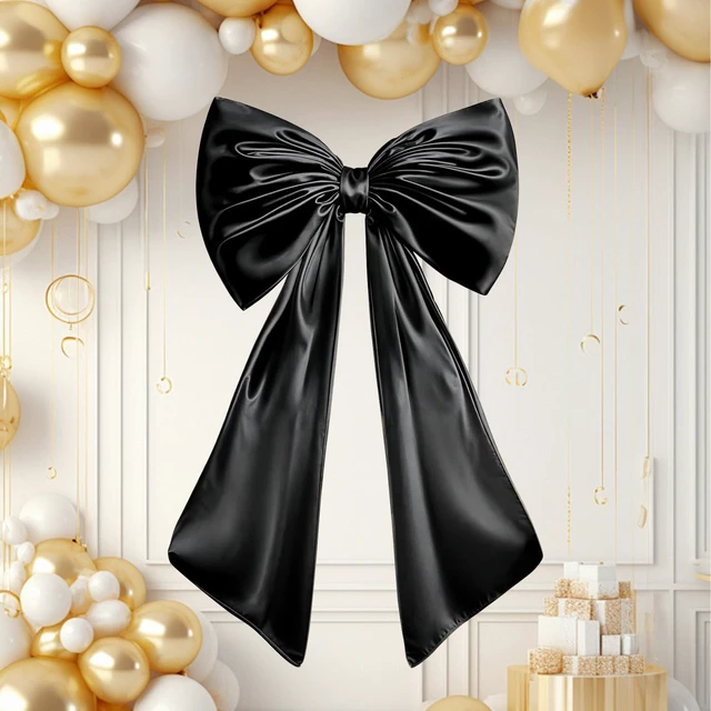 Alt view image 4 of 7 - Large Bow Decor for Room, Large Black Bow Birthday Party Backdrop, Wall and Door Decorations for Birthday, Wedding, Bridal Shower, Coquette Theme (Black)