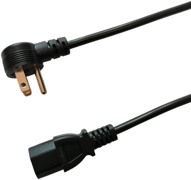 Main image of 3 Prong Angle Power Cable 90 Degree Power Cable, PC Monitor TV,3 Pin Connector, Universal Power Cord, Computer Angle Power Cord,18 AWG 10ft