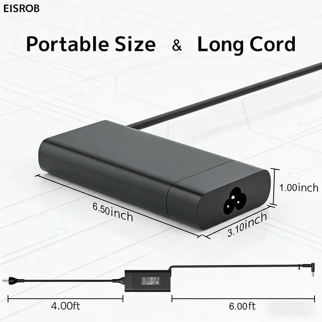 Alt view image 3 of 7 - 230W 19.5V 11.8A AC Adapter Fit for HP Omen Victus ZBook Fury Envy Laptop 200W 19.5V 11.8A, Smart Blue Tip, 10 Ft Long Cord, Multi protections, Replacement for HP Computer, TPN-LA10 Power AC Adapter