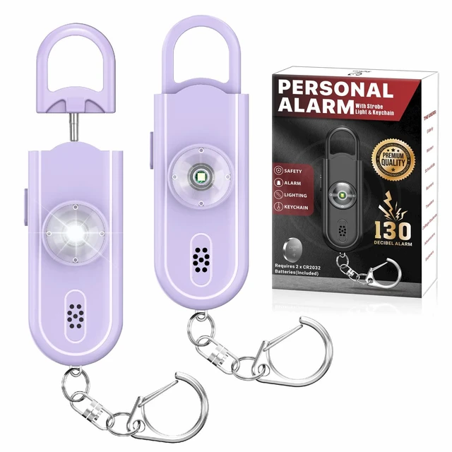 Main image of Personal Safety Alarm Keychain for Women 2PCS -130 dB Loud Siren with SOS Strobe Light, Flashlight, Double Speakers, Safe Defense Key Chain for Girls Kids Elders Emergency Call