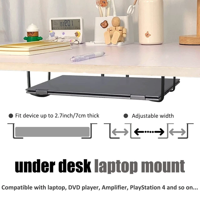 Alt view image 2 of 7 - Under Desk Laptop Mount, Laptop Under Desk Mount 2.7 inches Tall Effective Space, Aluminum Under Desk Laptop Holder Dock Station for Laptop MacBook Dell OptiPlex PS4 Dell WD19 Mac mini M4 Dock & More