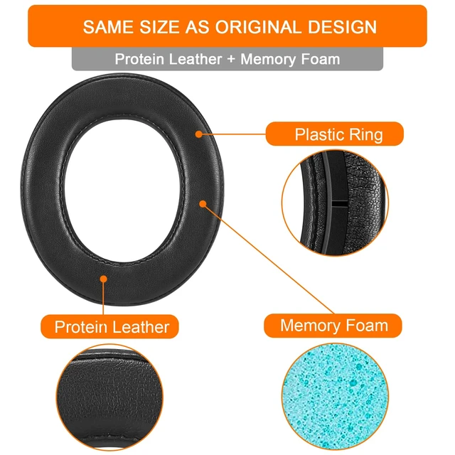 Alt view image 4 of 7 - HS60 Earpads, GVOEARS Replacement Ear Pads Cushion for Corsair HS70/Pro HS60/Pro HS50/Pro, Durable Leather Gaming Headset Noise Isolation Earpads (Black)