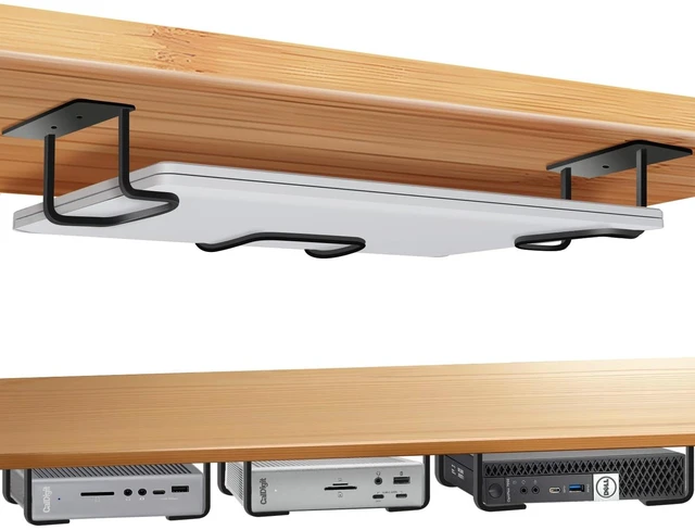 Main image of Under Desk Laptop Mount, Laptop Under Desk Mount 2.7 inches Tall Effective Space, Aluminum Under Desk Laptop Holder Dock Station for Laptop MacBook Dell OptiPlex PS4 Dell WD19 Mac mini M4 Dock & More