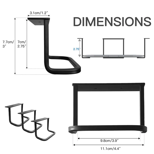 Alt view image 4 of 7 - Under Desk Laptop Mount, Laptop Under Desk Mount 2.7 inches Tall Effective Space, Aluminum Under Desk Laptop Holder Dock Station for Laptop MacBook Dell OptiPlex PS4 Dell WD19 Mac mini M4 Dock & More