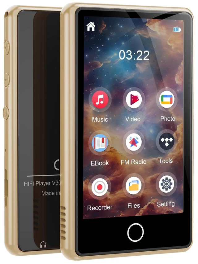 Main image of MP3 Player with Bluetooth, 80GB Digital Music Player Portable MP3 & MP4 Players with Speaker, FM Radio, Voice Recorder, Shuffle Repeat, Up to 256GB, Golden
