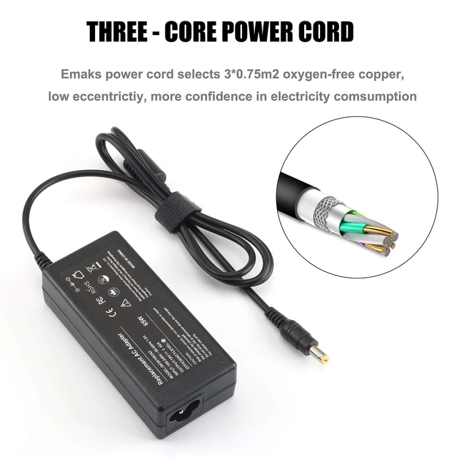 Alt view image 5 of 6 - 65W Charger for Acer Aspire 5 A515 A515-43 A515-51 51G A515-43-R19L 51-58HD for A515-51G-84SN A515-51-3509 A515-52-78MD A515-51G-53V6 A515-43-R5RE Ac Adapter Laptop Power Supply