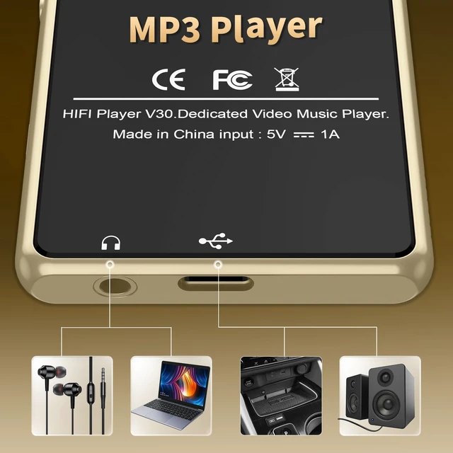 Alt view image 7 of 7 - MP3 Player with Bluetooth, 80GB Digital Music Player Portable MP3 & MP4 Players with Speaker, FM Radio, Voice Recorder, Shuffle Repeat, Up to 256GB, Golden