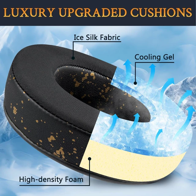 Alt view image 3 of 4 - Cooling Gel Earpads Replacement for AKG Pro Audio K52 K72 K92 M220 K240 K241 K242 K271 K272 K340 K550 K551 K553 S MKII MK2, Ear Pads Cushions with Noise Isolation Foam - Black Gold