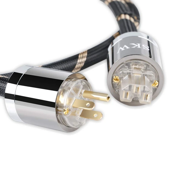 Alt view image 2 of 7 - Upgrade C15 Audiophile Ultra-high Purity Copper Power Cord, Male to Female Power Cable, US Plug for Subwoofer, Amplifier, DV/AV 3.2ft/1M