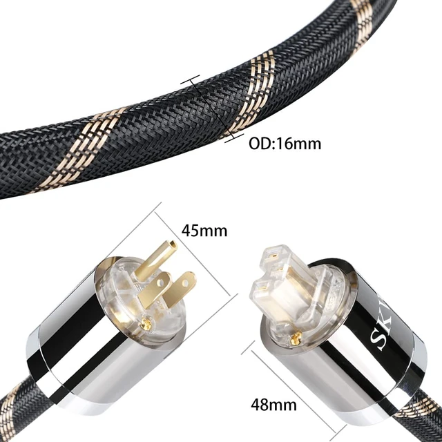 Alt view image 4 of 7 - Upgrade C15 Audiophile Ultra-high Purity Copper Power Cord, Male to Female Power Cable, US Plug for Subwoofer, Amplifier, DV/AV 3.2ft/1M