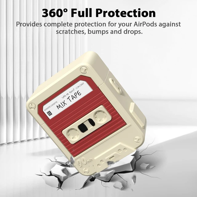 Alt view image 3 of 7 - Compatible with AirPods Case Cover with Cleaner Kit, Funny Cassette Tape Design Case for AirPod 1st/2nd Generation, Cute Cartoon Silicone Protective Case for Apple AirPods