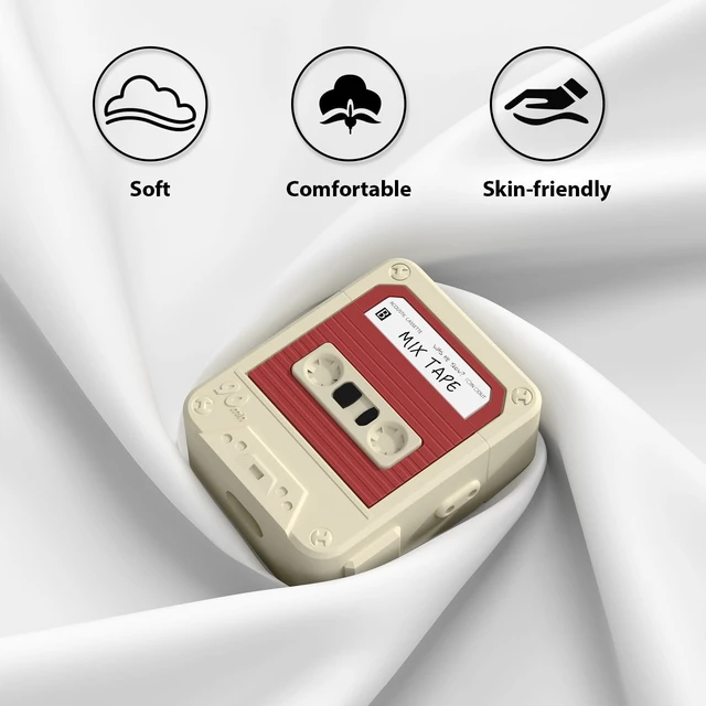 Alt view image 4 of 7 - Compatible with AirPods Case Cover with Cleaner Kit, Funny Cassette Tape Design Case for AirPod 1st/2nd Generation, Cute Cartoon Silicone Protective Case for Apple AirPods