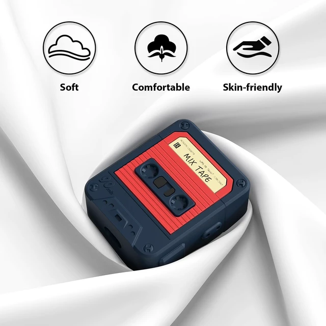Alt view image 4 of 7 - Compatible with AirPods Case Cover with Cleaner Kit, Funny Cassette Tape Design Case for AirPod 1st/2nd Generation, Cute Cartoon Silicone Protective Case for Apple AirPods