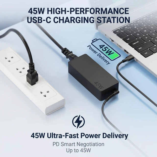 Alt view image 2 of 7 - 45W Type USB C Laptop Charger Compatible with Lenovo Chromebook c330 s330 c340 s340 100e 300e 500e Series, ThinkPad T480 T480s T580 T580s E480 E580 Adapter Power Supply Cord