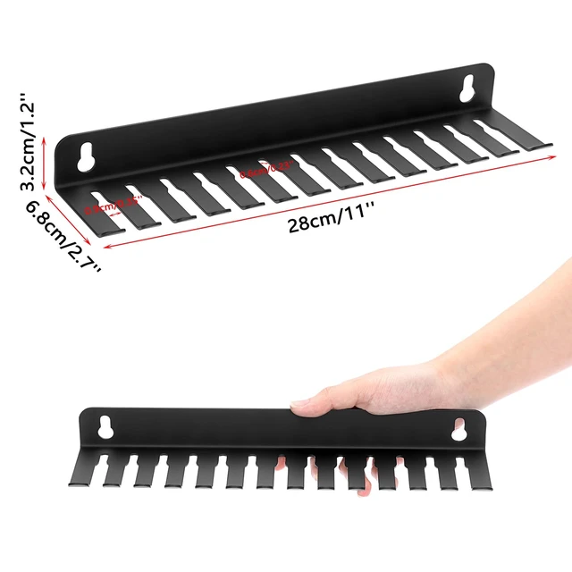 Alt view image 3 of 7 - Wall Mounted Cable Hanger and Organizer, 13 Cable Slot Cable Hanger,Iron Cable Rack-Slots Width from 6 to 9mm for Cord Management,Black
