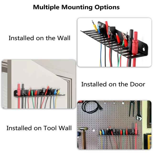 Alt view image 6 of 7 - Wall Mounted Cable Hanger and Organizer, 13 Cable Slot Cable Hanger,Iron Cable Rack-Slots Width from 6 to 9mm for Cord Management,Black