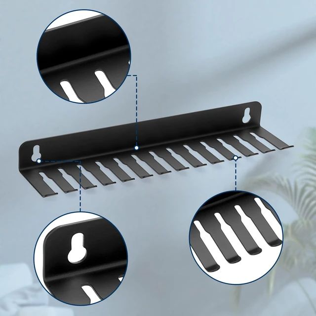 Alt view image 4 of 7 - Wall Mounted Cable Hanger and Organizer, 13 Cable Slot Cable Hanger,Iron Cable Rack-Slots Width from 6 to 9mm for Cord Management,Black