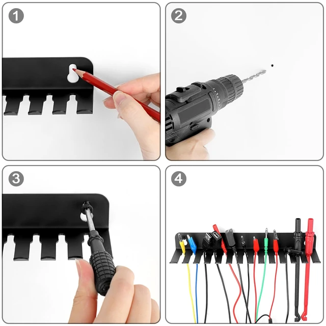 Alt view image 5 of 7 - Wall Mounted Cable Hanger and Organizer, 13 Cable Slot Cable Hanger,Iron Cable Rack-Slots Width from 6 to 9mm for Cord Management,Black